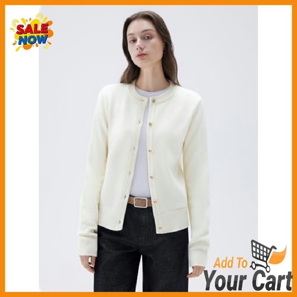 Chunky Cashmere Cardigan Women's Sweater Button Up Long Sleeve Knit - Picture 3 of 8